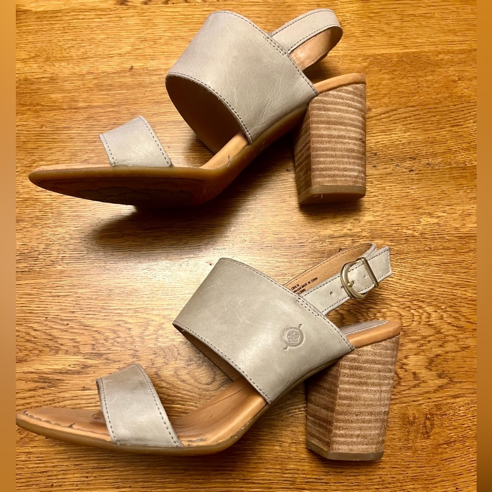 Born Light Grey Heeled Sandals, Size 8 - Picture 5 of 7